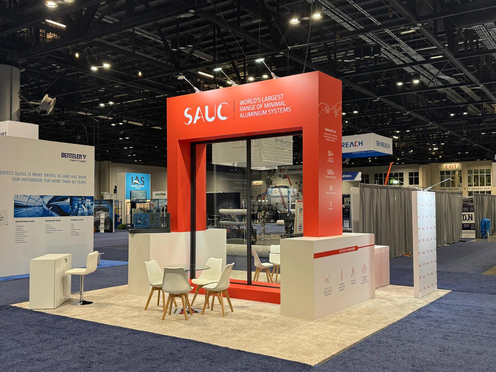SAUC Systems trade show booth at GlassBuild America